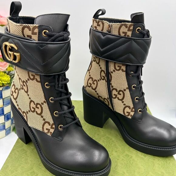Women’s Gucci, Marmont jumbo GG combat boots size 40.5 made in Italy - Picture 1 of 10